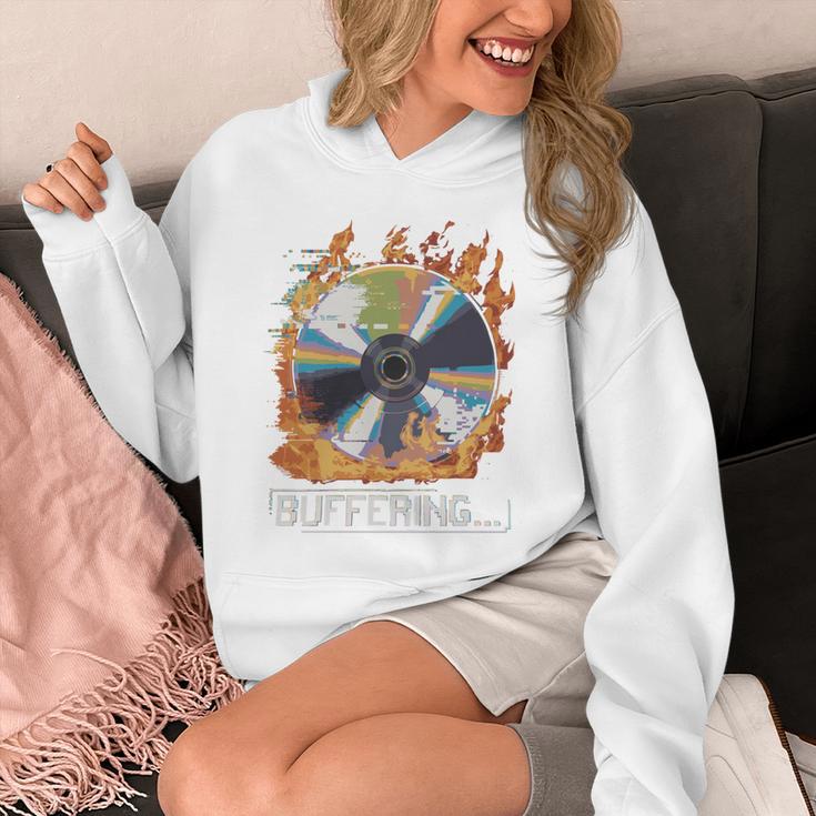 Buffering Glitched CD On Fire 2000s Nostalgia Unisex Hoodie