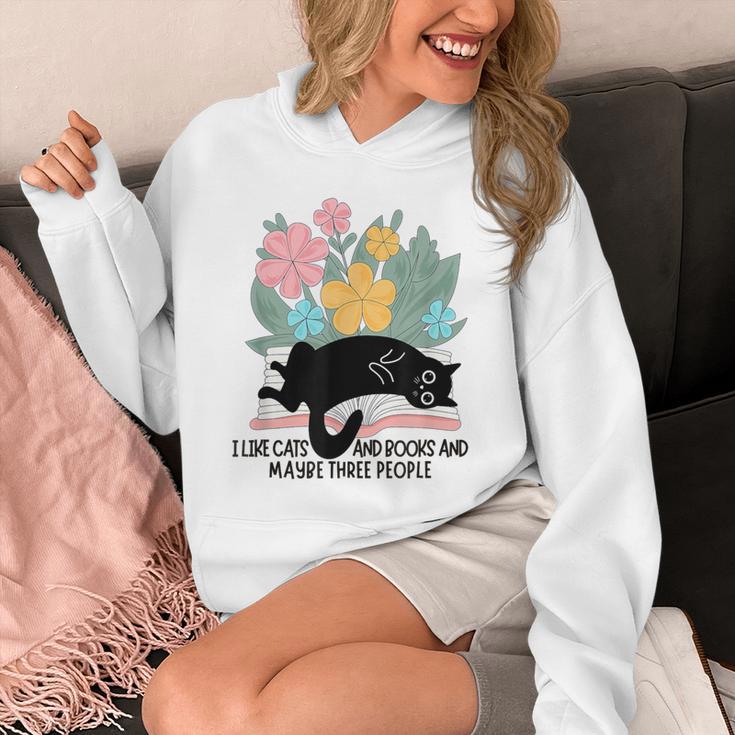 Cat Meme I Like Cats And Books And Maybe Three People Unisex Hoodie