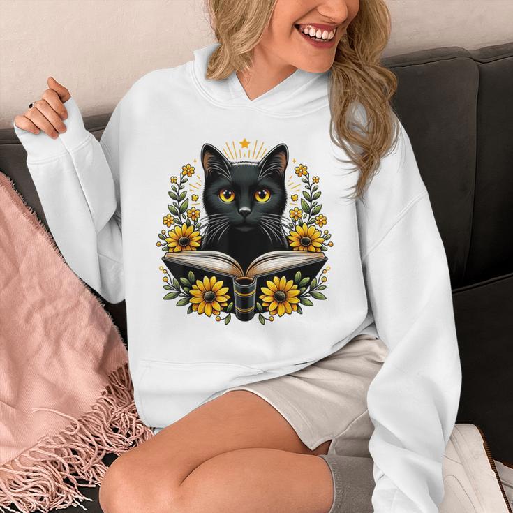 Cat For Women Book Lover Cute Cat And Book Unisex Hoodie