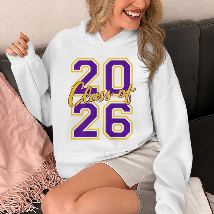 Class Of 2026 Graduation Varsity Purple Yellow On The Back Unisex Hoodie