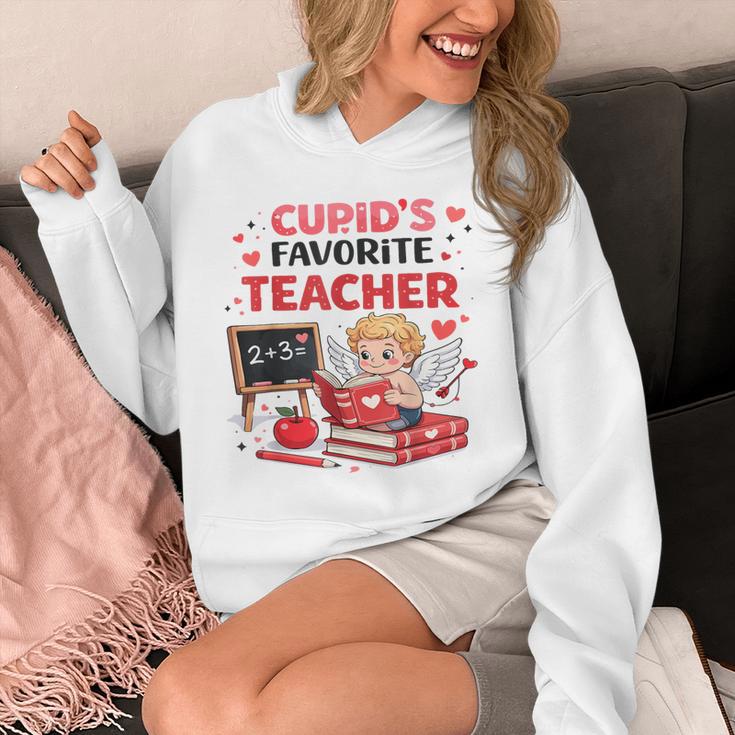 Cupid's Favorite Math Teacher Valentine Reading Book Women Unisex Hoodie