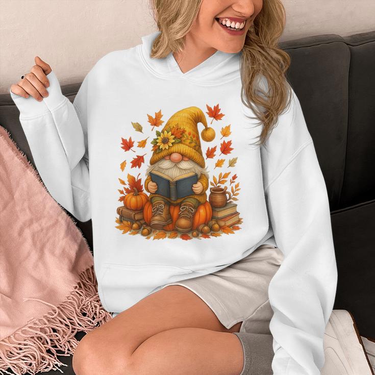 Cute Autumn Gnome Reading Pumpkin Book Lover Unisex Hoodie