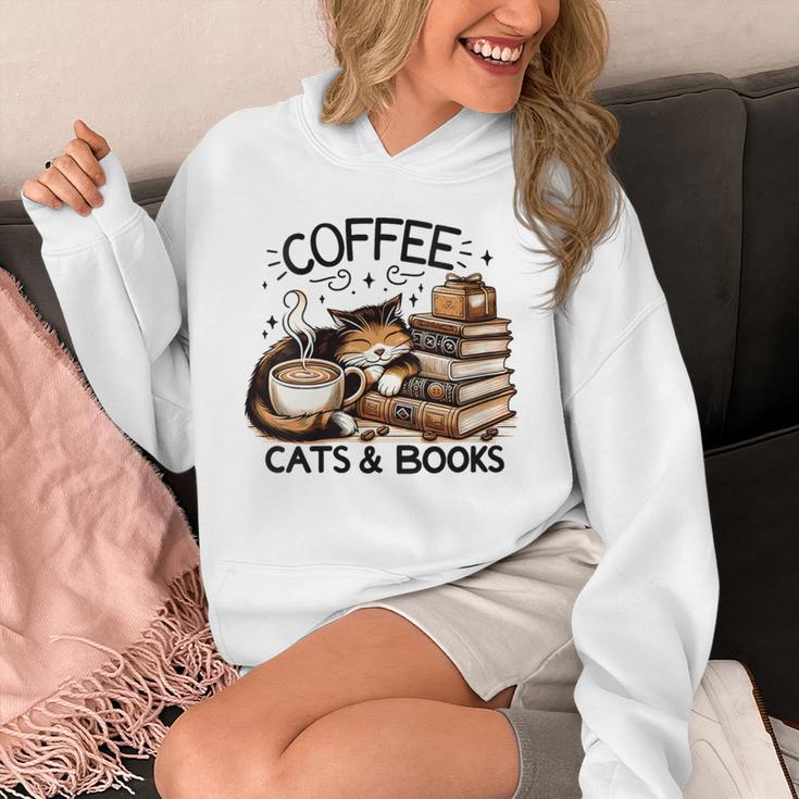 Cute Coffee Cats Books Lover Idea Women Men Kids Unisex Hoodie