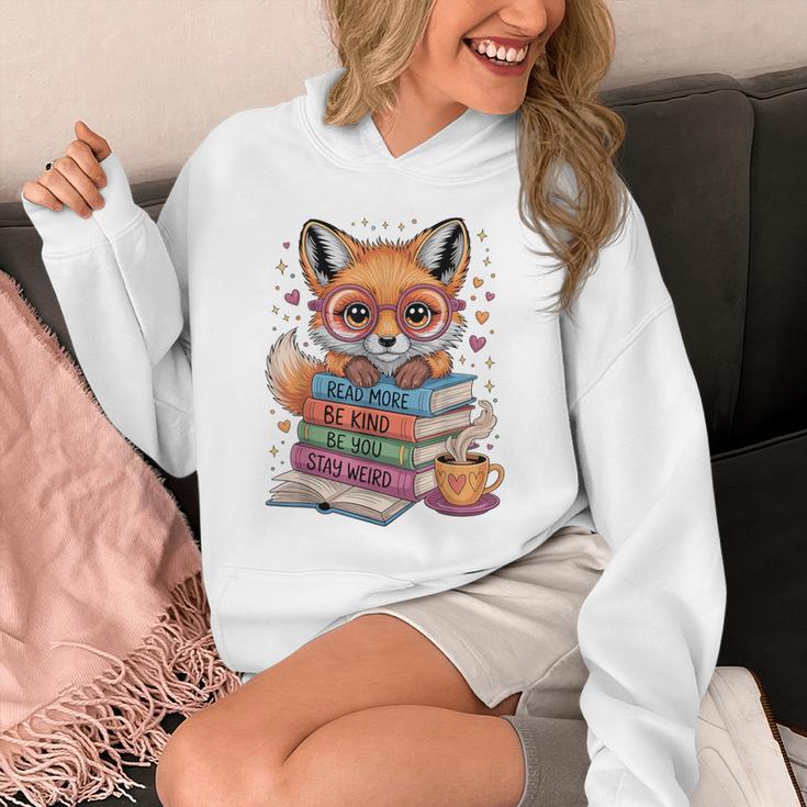 Cute Fox Read More Be Kind Stay Weird Reader Geek Book Lover Unisex Hoodie