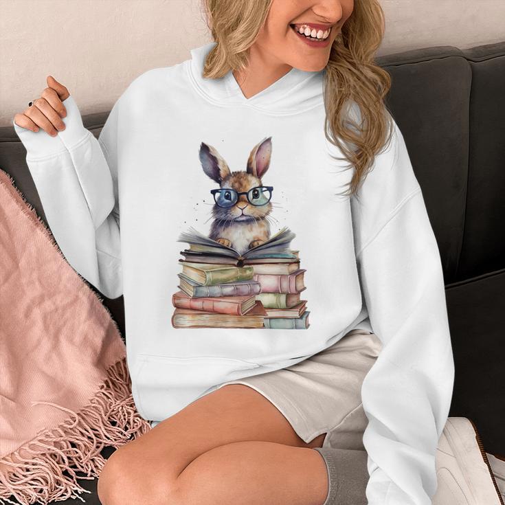 Cute Reading Bunny With Glasses Books Bookworm Reader Book Premium Tri-Blend Unisex Hoodie