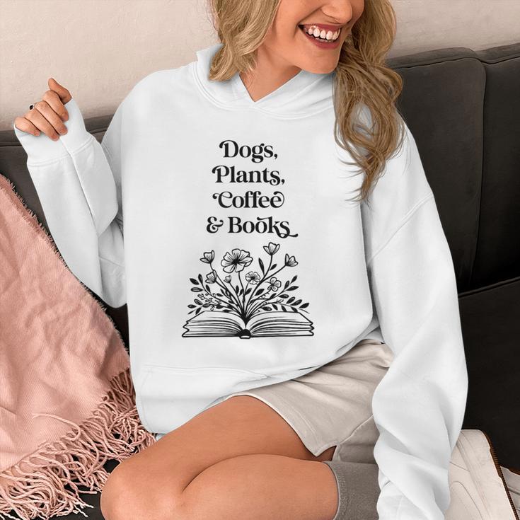 Dogs Plants Coffee Books Book Lover Dog Lover Reading Unisex Hoodie