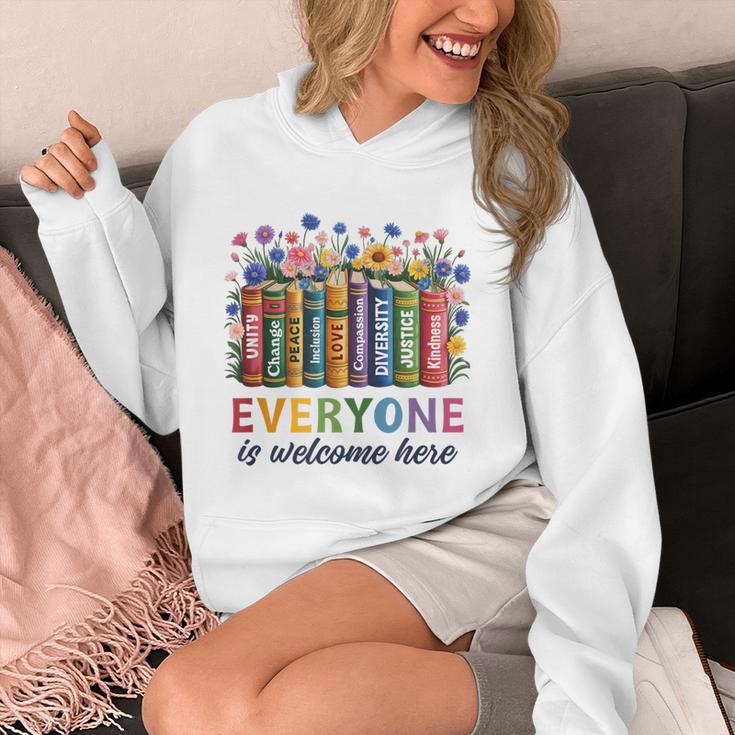 Everyone Is Welcome Here Floral Book LGBT Pride Equality Unisex Hoodie