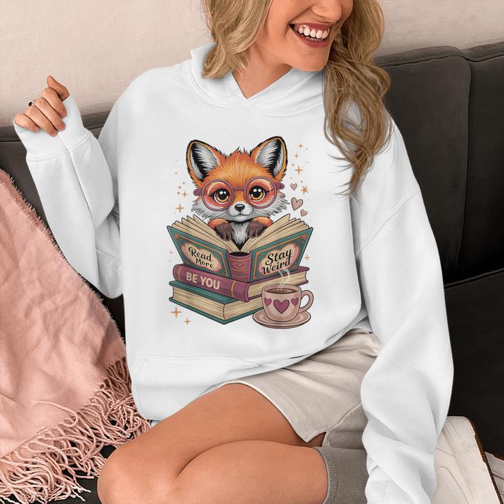 Fox Read Books Be Kind Stay Weird Reader Cute Nerd Bookworm Unisex Hoodie