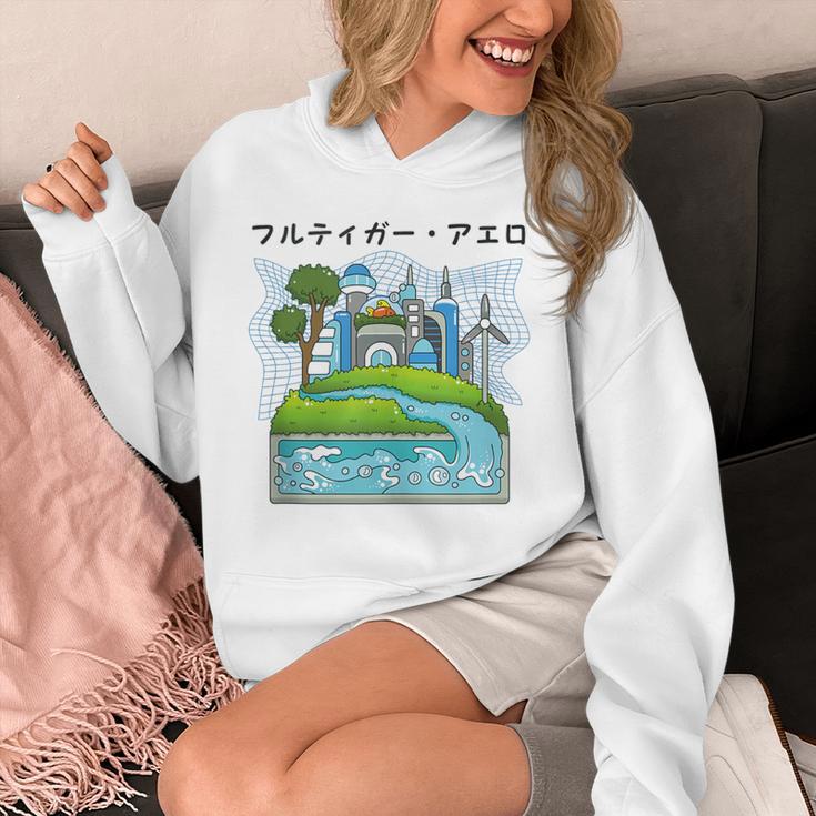 Future City Wind Power Frutiger Aero Y2K Style Ocean Unisex Hoodie