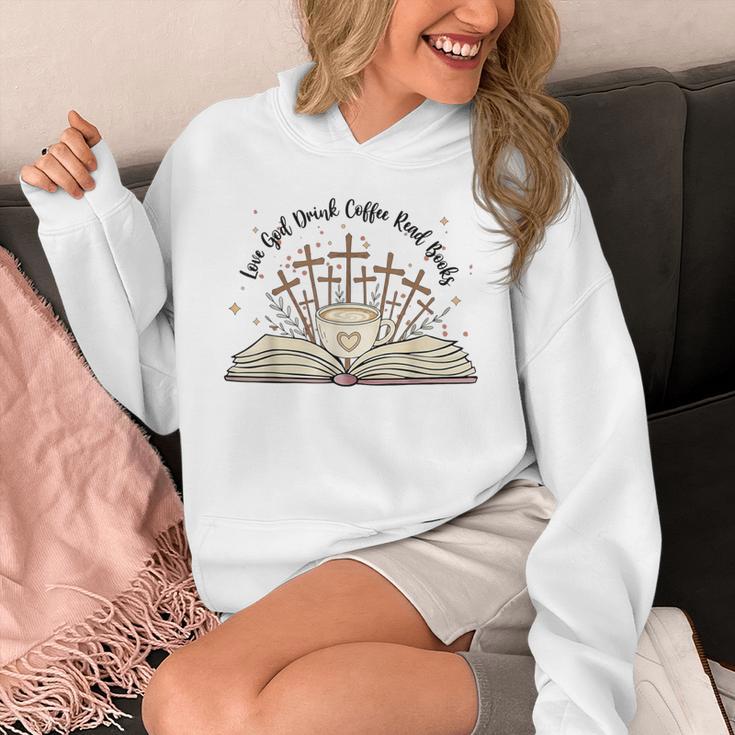 Groovy Flowers Love God Drink Coffee Read Books Christian Unisex Hoodie