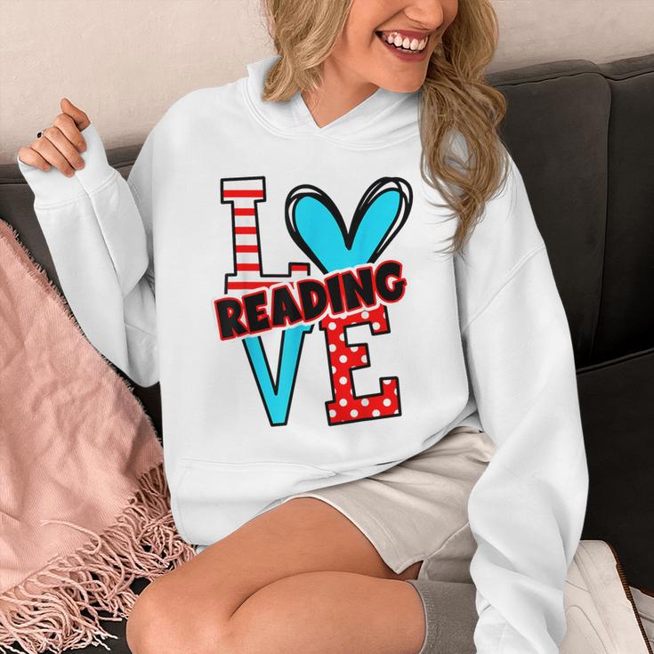 I Heart Books Love Reading Red And Stripe Animated Cat For Men Women Girls Kids Unisex Hoodie