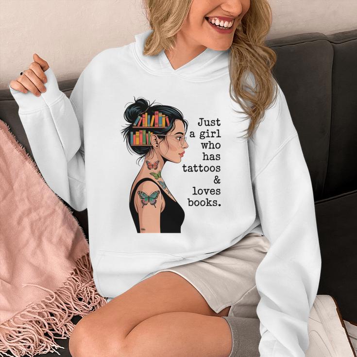 Just a Girl Who Has Tattoos And Love Books Tattooed Inked Unisex Hoodie