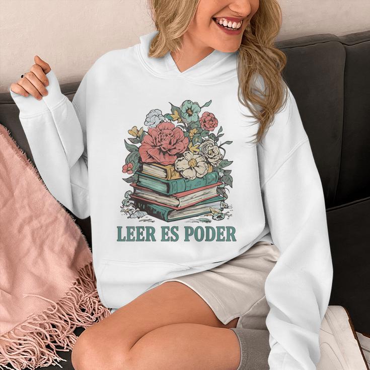 Leer ES Poder Cute Floral Spanish Teacher Book Reading Unisex Hoodie