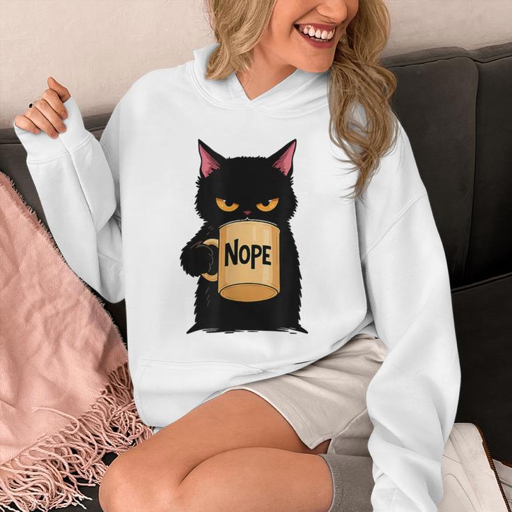Nope Coffee Cat – Introvert Humor Monday Kitty Unisex Hoodie