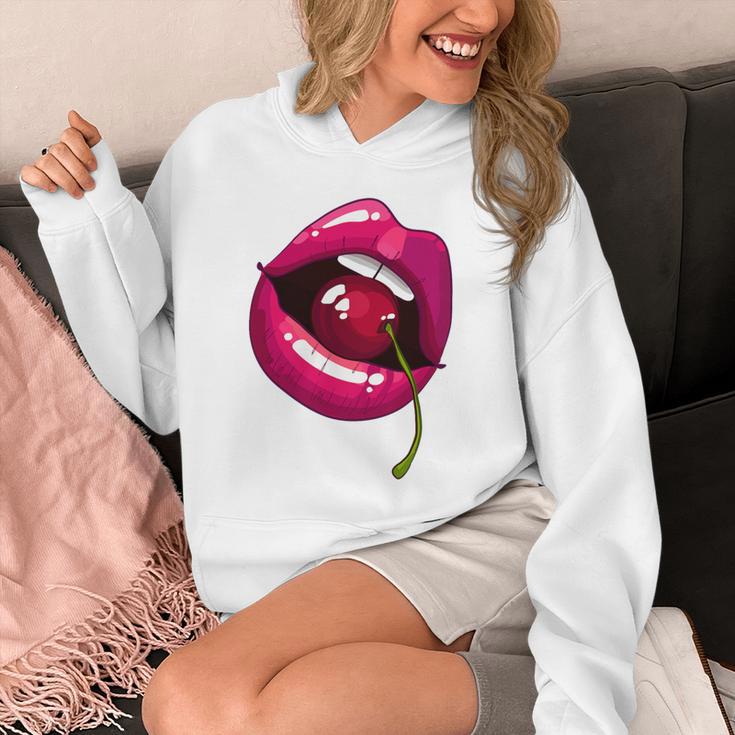 Rainbow Lips With a Cherry In The Mouth 80s Nostalgia Premium Tri-Blend Unisex Hoodie