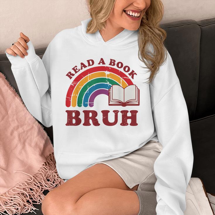 Read A Book Bruh Rainbow Vintage Reading Library Student Unisex Hoodie
