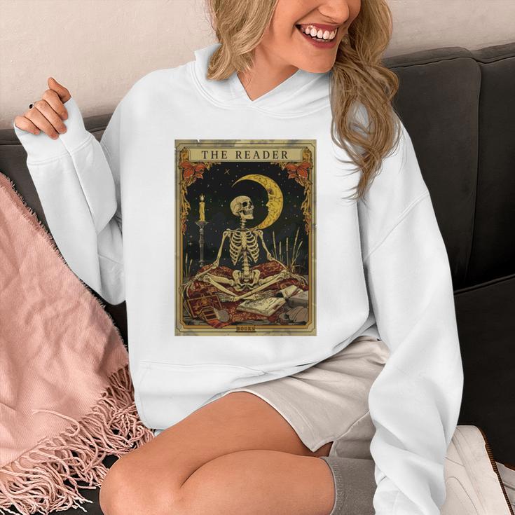 The Reader Tarot Card Book Lover Skeleton Art Goth Style Unisex Hoodie