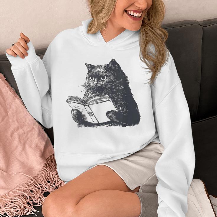 Reading Cat Cat Book Lover Unisex Hoodie
