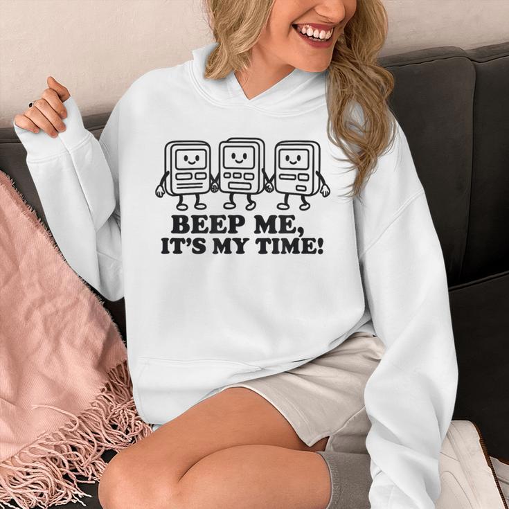 Retro Pager Squad Minimalist Monochrome Cartoon Nostalgia Unisex Hoodie