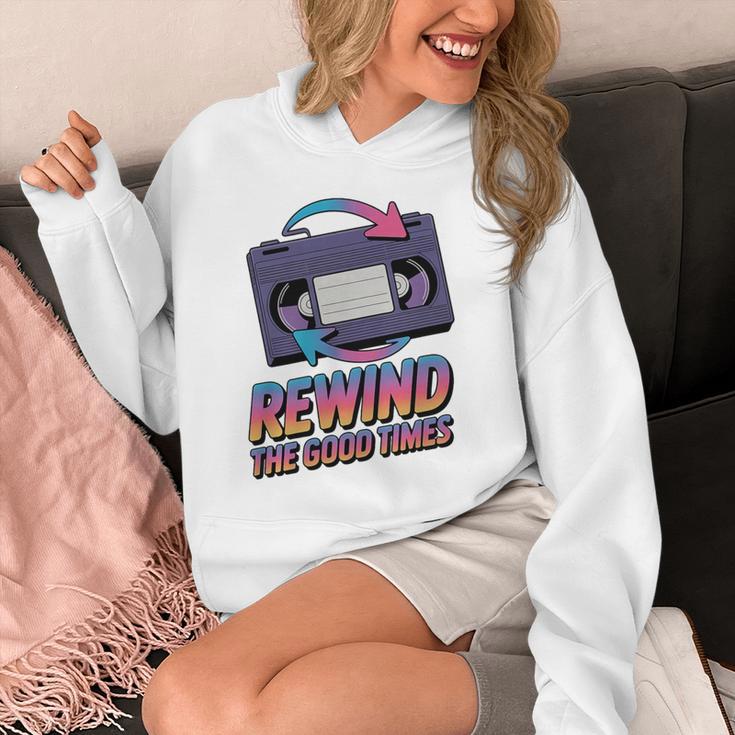 Rewind Good Times Retro VHS Tape Nostalgia 80s 90s Premium Tri-Blend Unisex Hoodie