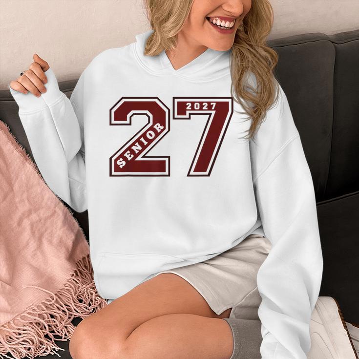 Senior 2027 Maroon Senior Class Of 27 Jersey Graduation Unisex Hoodie