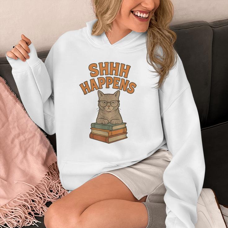 SHHH Happens Librarian Cat Books Library Unisex Hoodie