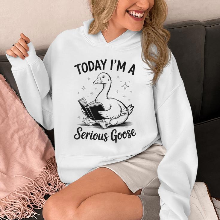 Today I'm A Serious Goose Animal Reading Book Lovers Unisex Hoodie