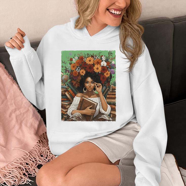 History Month Black Afro Girl Women Book Lovers Floral Unisex Hoodie