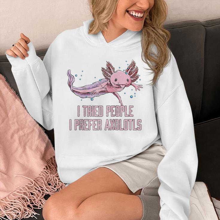 I Tried People I Prefer Axolotl Salamander Introvert Raglan Baseball Tee Unisex Hoodie