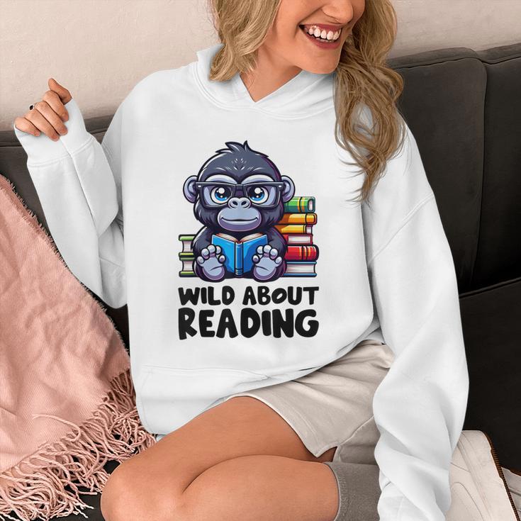Wild About Reading Book Lover Gorilla Unisex Hoodie