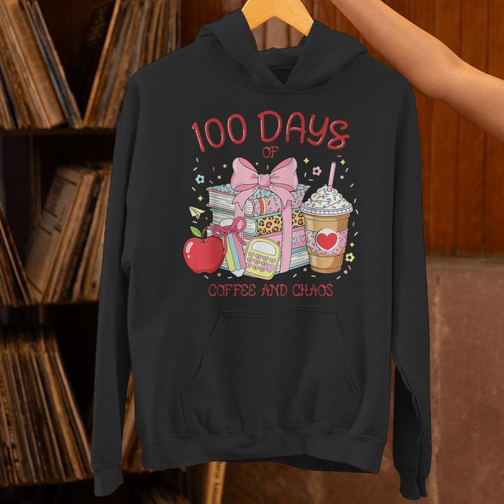 100th Day Of School Teachers 100 Days Of Coffee Chaos Books Unisex Hoodie