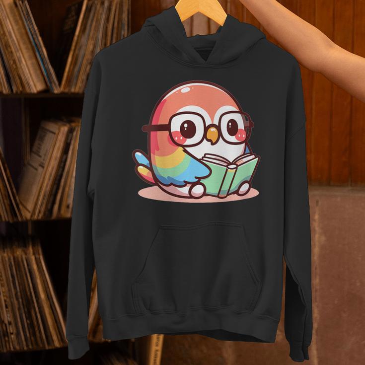 Adorable Book Lover Parrot With Reading Glasses Cute Unisex Hoodie