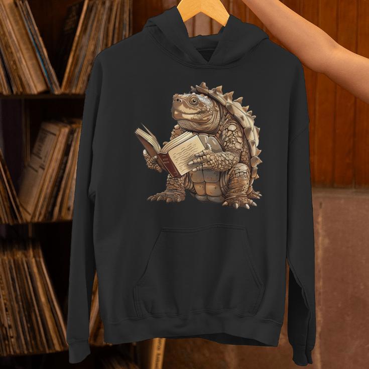 Alligator Snapping Turtle Reading A Book Unisex Hoodie