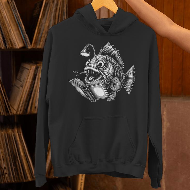Anglerfish Reading Book Art Unisex Hoodie