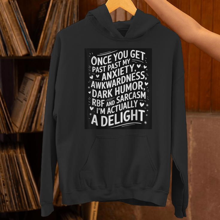 Anxiety Awkward Dark Humor Quote Introverts Sarcastic Unisex Hoodie