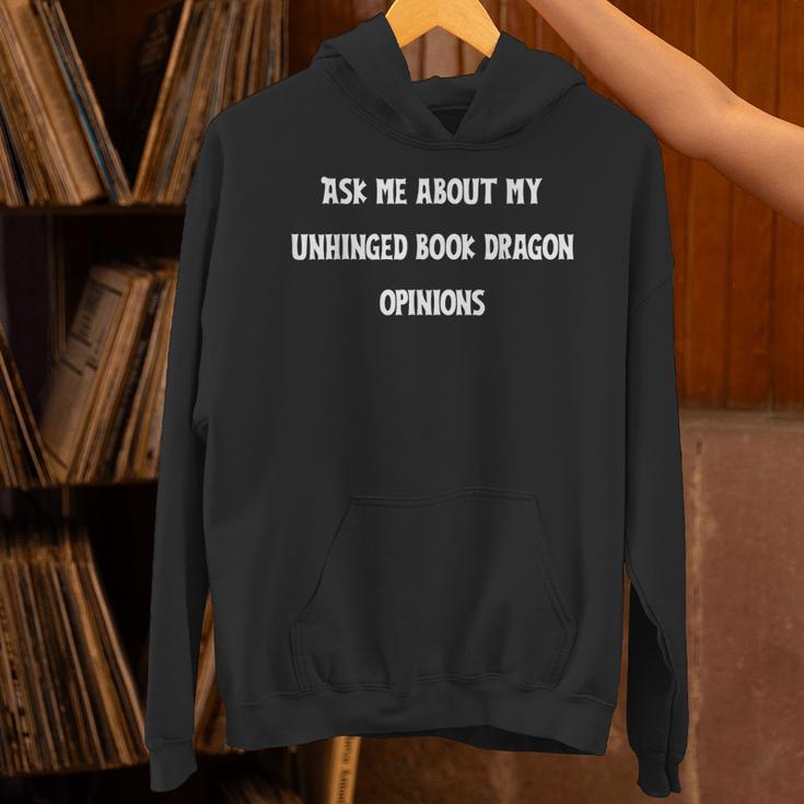 Ask Me About My Unhinged Book Dragon Opinions Fantasy Reader Unisex Hoodie