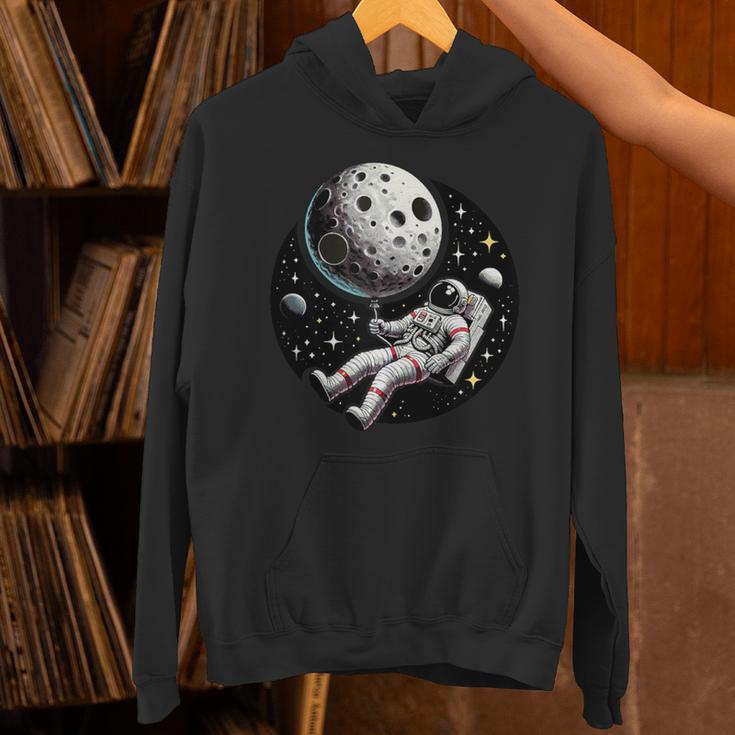 Astronaut Aesthetic Holding Moon Balloon Planets Introvert Unisex Hoodie