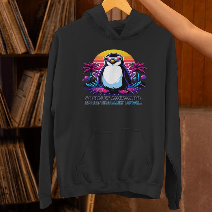 Awkward But Loyal Penguin Synthwave Vapowave Introvert Unisex Hoodie Awkward But Loyal Penguin Synthwave Vapowave Introvert Unisex Hoodie