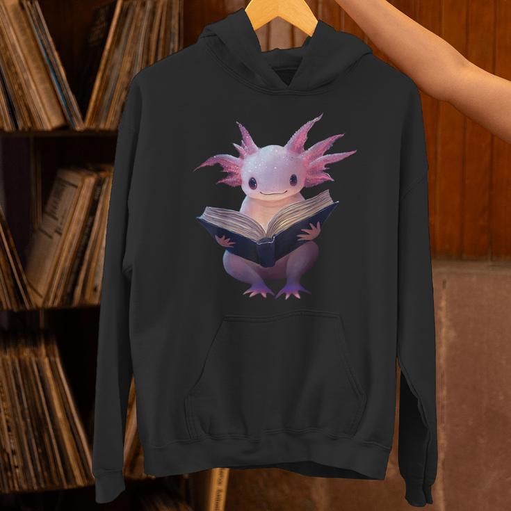 Axolotl Bookworm Reading Book Kawaii Graphic Unisex Hoodie