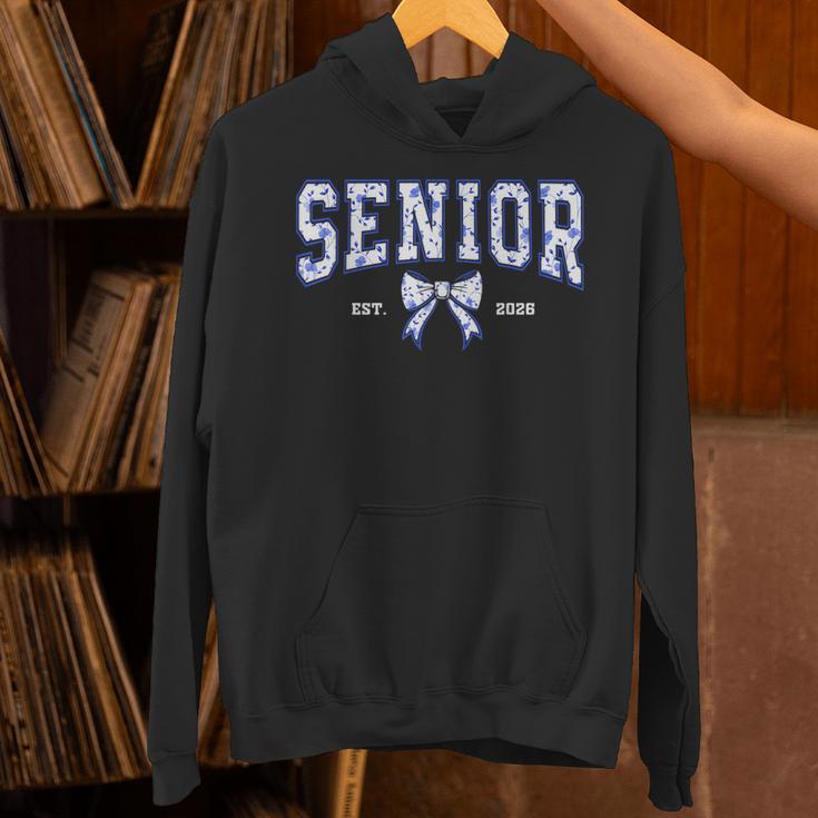 Blue Bow Coquette Floral Senior 2026 Graduation Class Unisex Hoodie