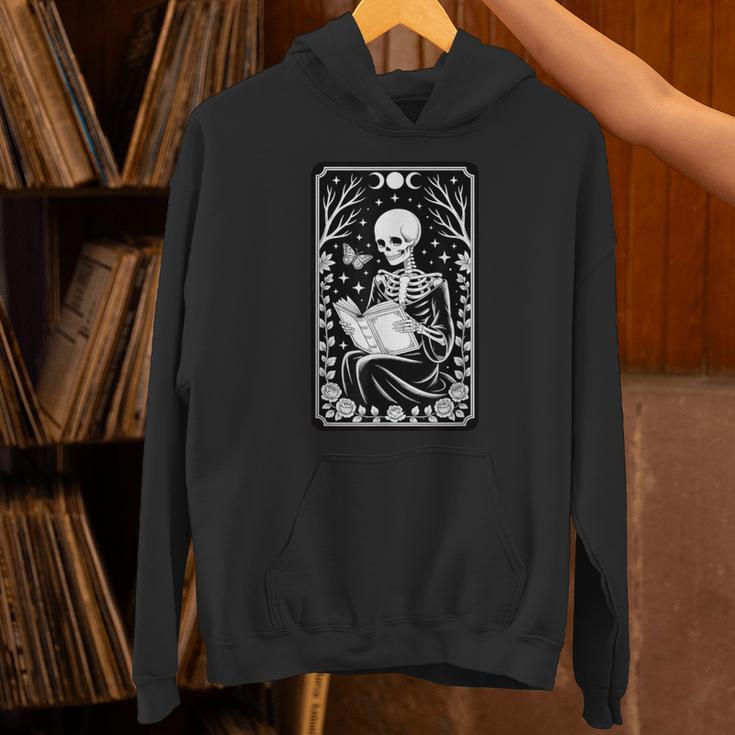 Book Lover The Reader Tarot Card Skeleton Reading Unisex Hoodie Book Lover The Reader Tarot Card Skeleton Reading Unisex Hoodie