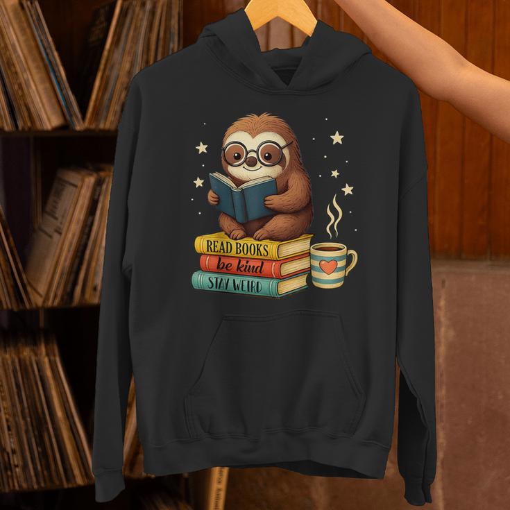 Book Lover Sloth Reading Bookish Library Read Books Be Kind Unisex Hoodie