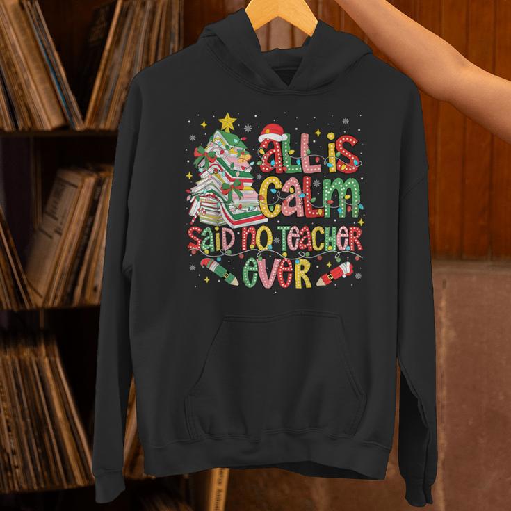 Book Tree All Is Calm Said No Teacher Ever Christmas Unisex Hoodie