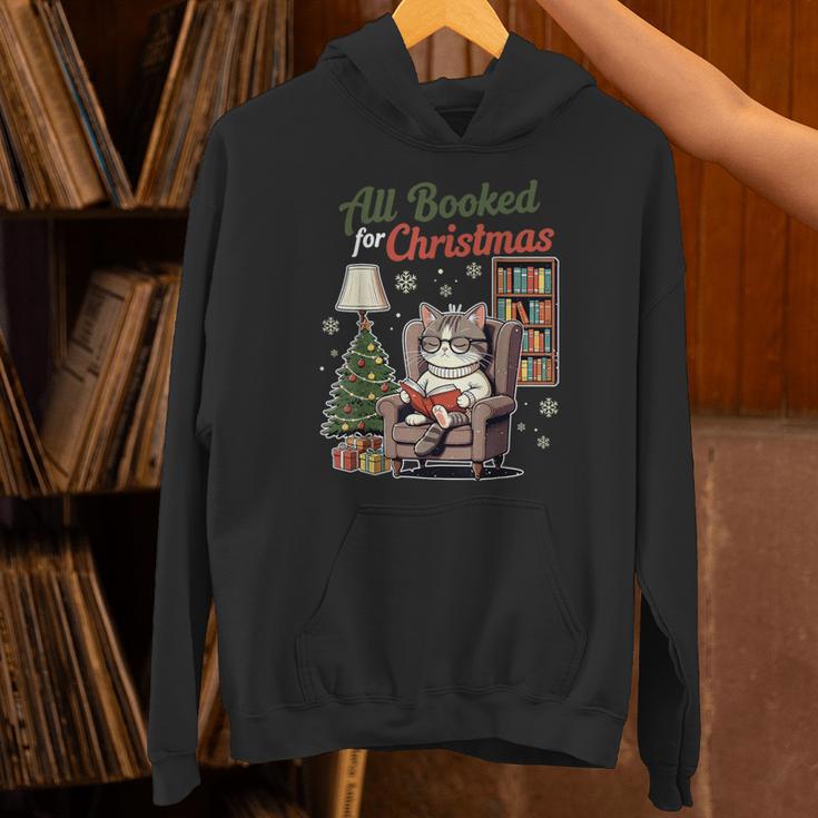All Booked For Christmas Cute Bookish Cat Lover Unisex Hoodie