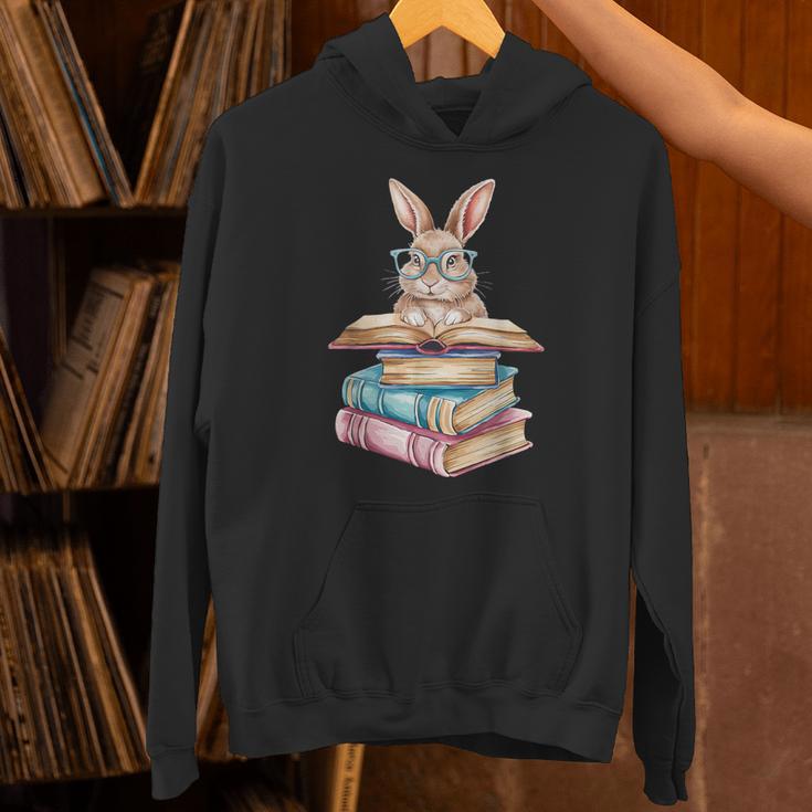 Books Bookworm Reader Book Cute Reading Bunny With Glasses Unisex Hoodie