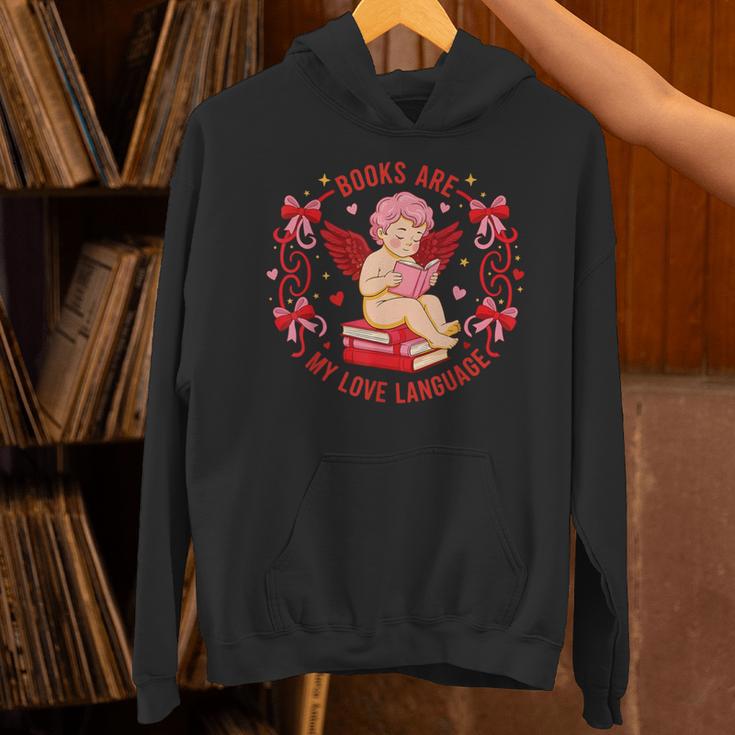 Books Are My Love Language Cupid Reading Book Valentines Day Unisex Hoodie