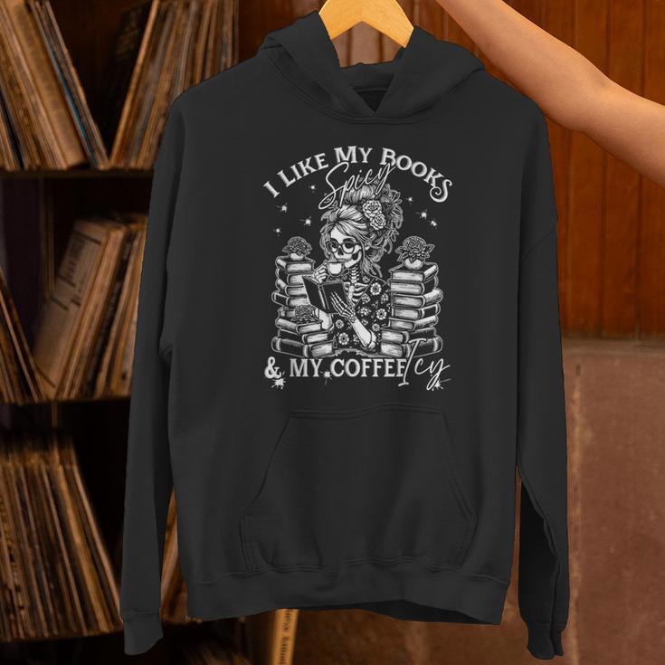 I Like My Books Spicy And My Coffee ICY Skeleton Meme Unisex Hoodie I Like My Books Spicy And My Coffee ICY Skeleton Meme Unisex Hoodie