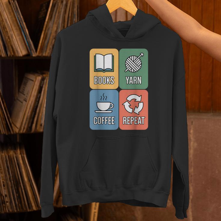 Books Yarn Coffee Repeat Crocheting Unisex Hoodie