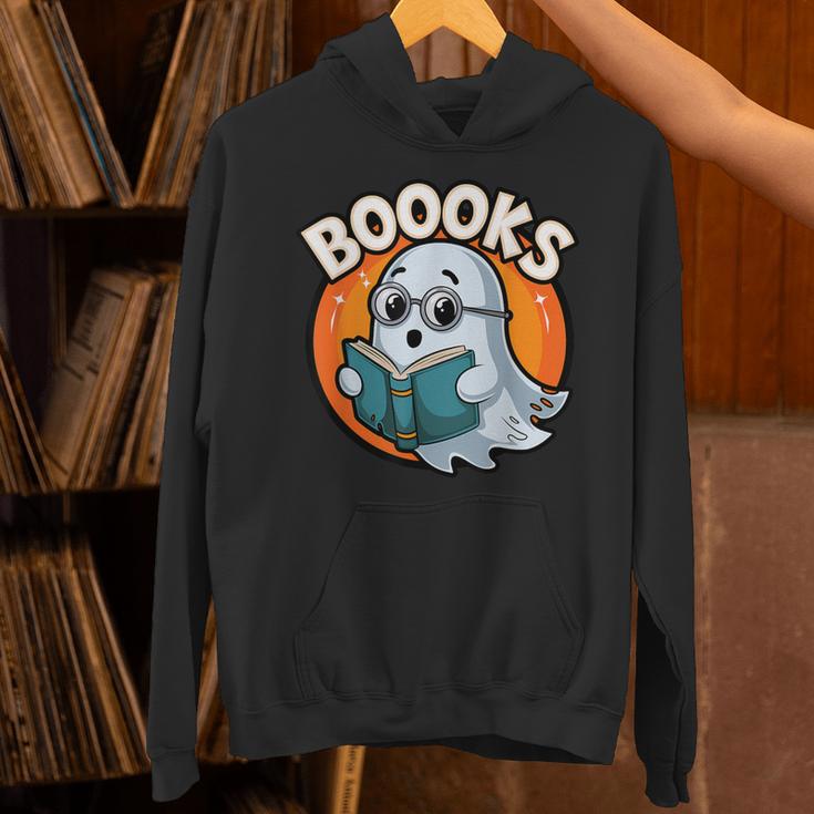 BOOOKS Cute Ghost Reading Books Halloween Unisex Hoodie