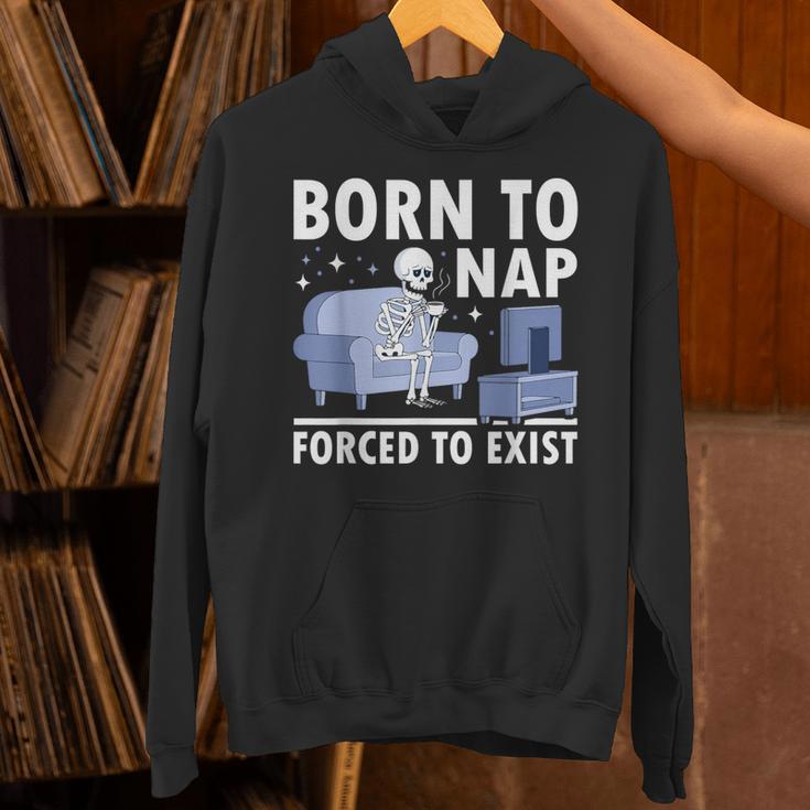 Born To Nap Forced To Exist Lazy Skeleton Couch Introverts Unisex Hoodie